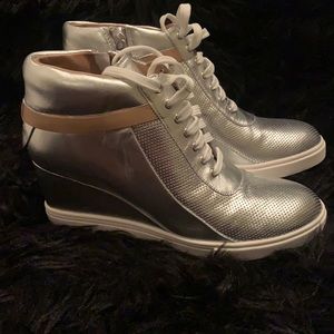 Linea Paolo Wedge Sneaker in Silver
